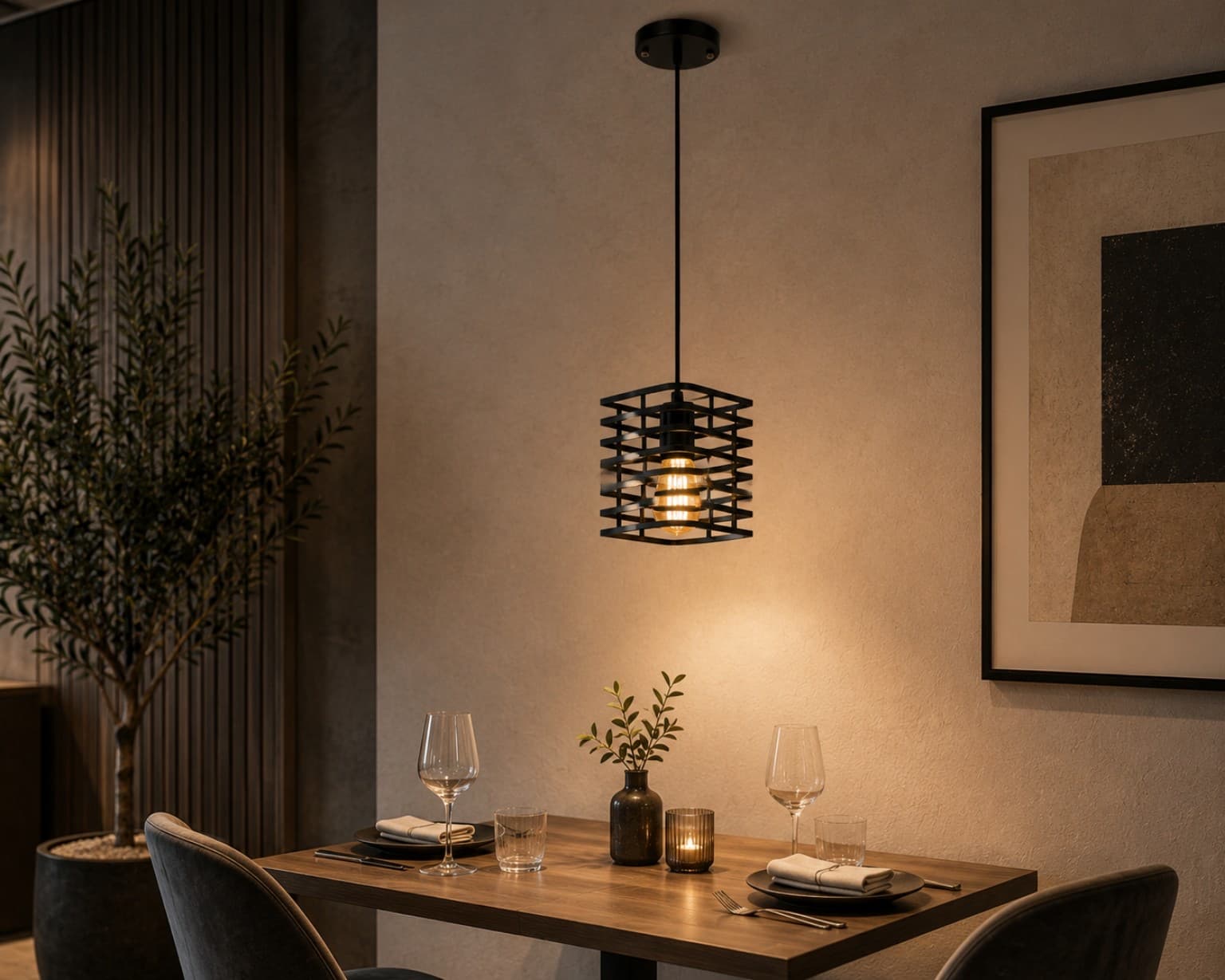 Suspension Cube Moderne Noire