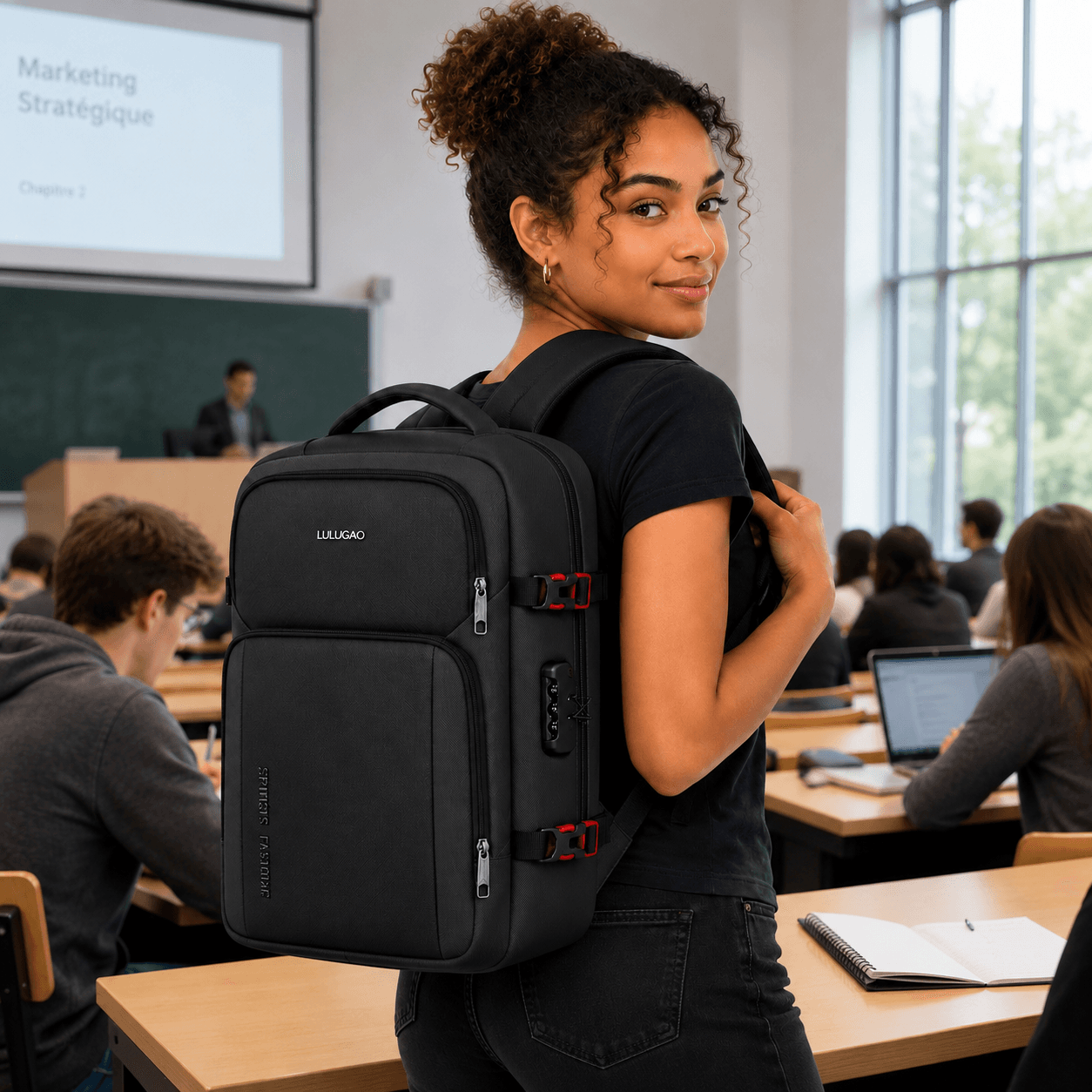 SAC À DOS PREMIUM POUR ORDINATEUR PORTABLE – 18 POUCES Noirs