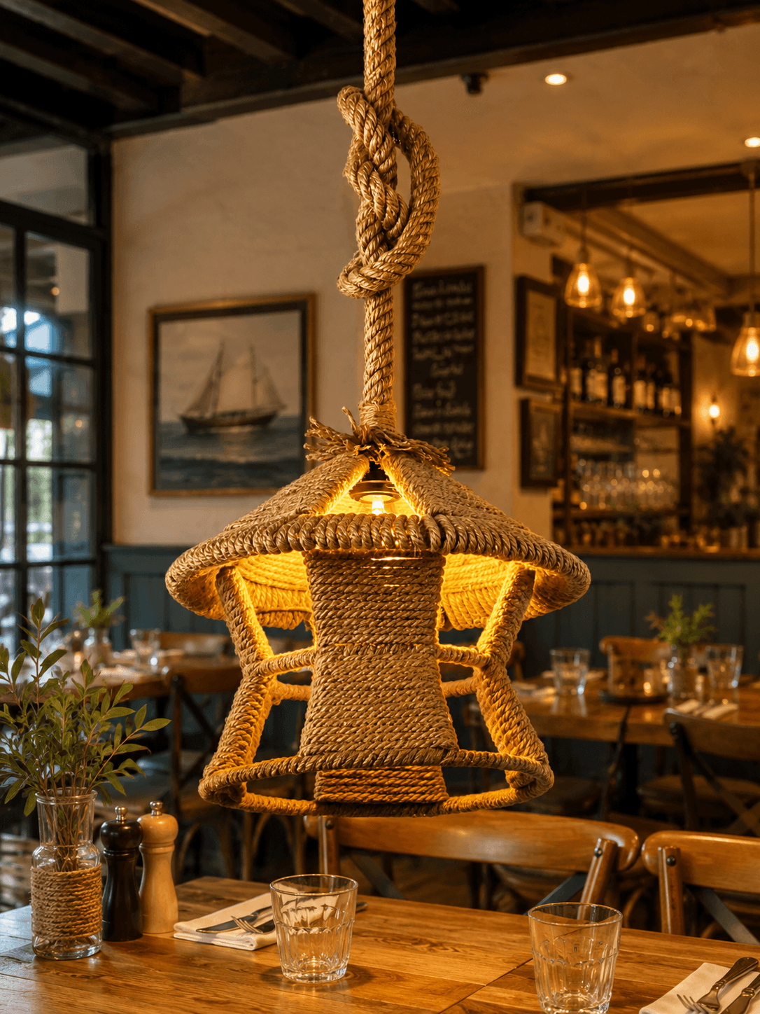Suspension Rustique en Corde Artisanale