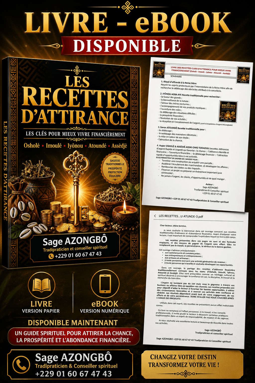 Livre des RECETTES CLÉS pour Gagner de l'argent rapide sans conséquence à travers vos activités